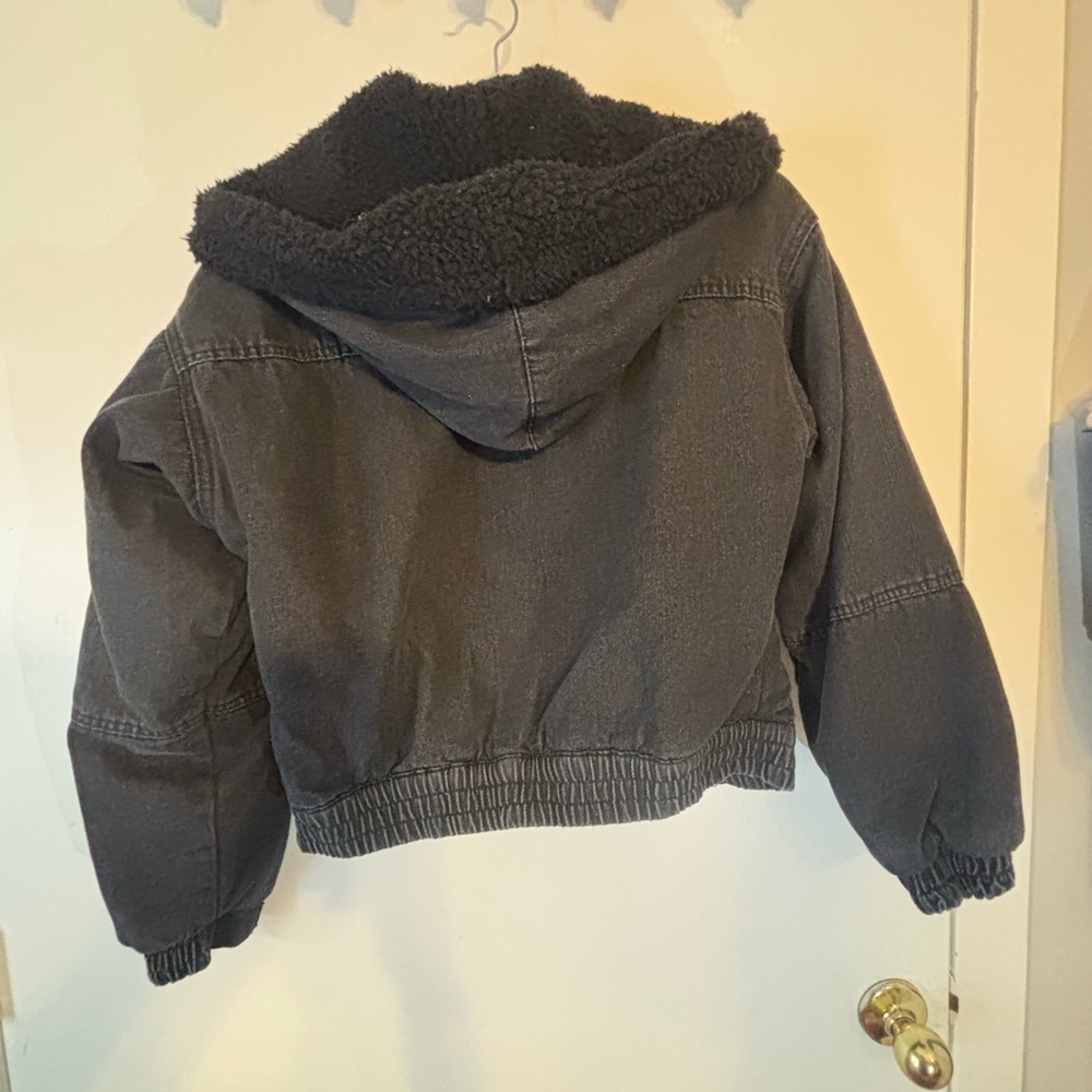 Angel Kiss Dark Gray Jean Jacket with Fleece Lining